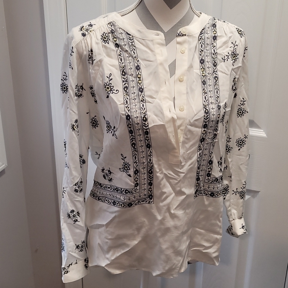 Loft sz small petite pullover pheasant shirt blouse WT195